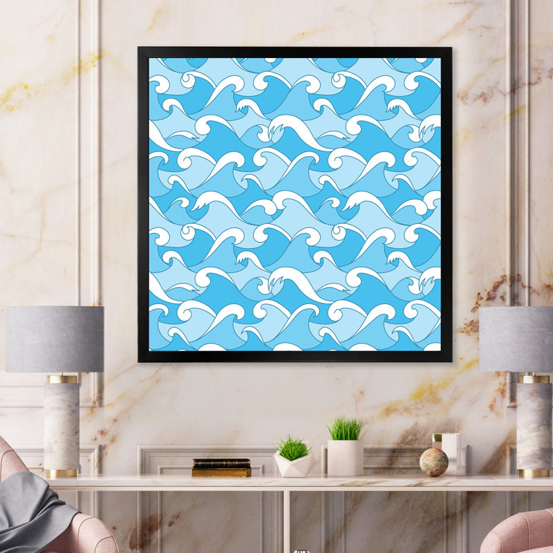 Vagues de mer - reproduction sur toile, H 30 po x l 30 po x P 1 po, Cadre noir