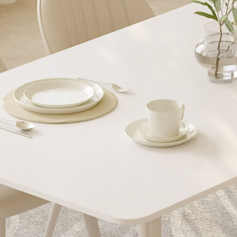 Rectangular Pure White Rock Slab Dining Table, 29.52"H x 70.86"L x 35.43"W