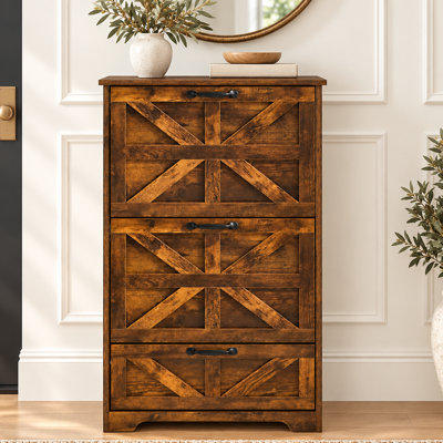 Armoire à chaussures pour le hall d'entrée avec 3 tiroirs rabattables, armoire de rangement à chaussures en bois, 3 niveaux autoportants, organisateur de chaussures mince et élégant pour le vestibule, le couloir, le salon