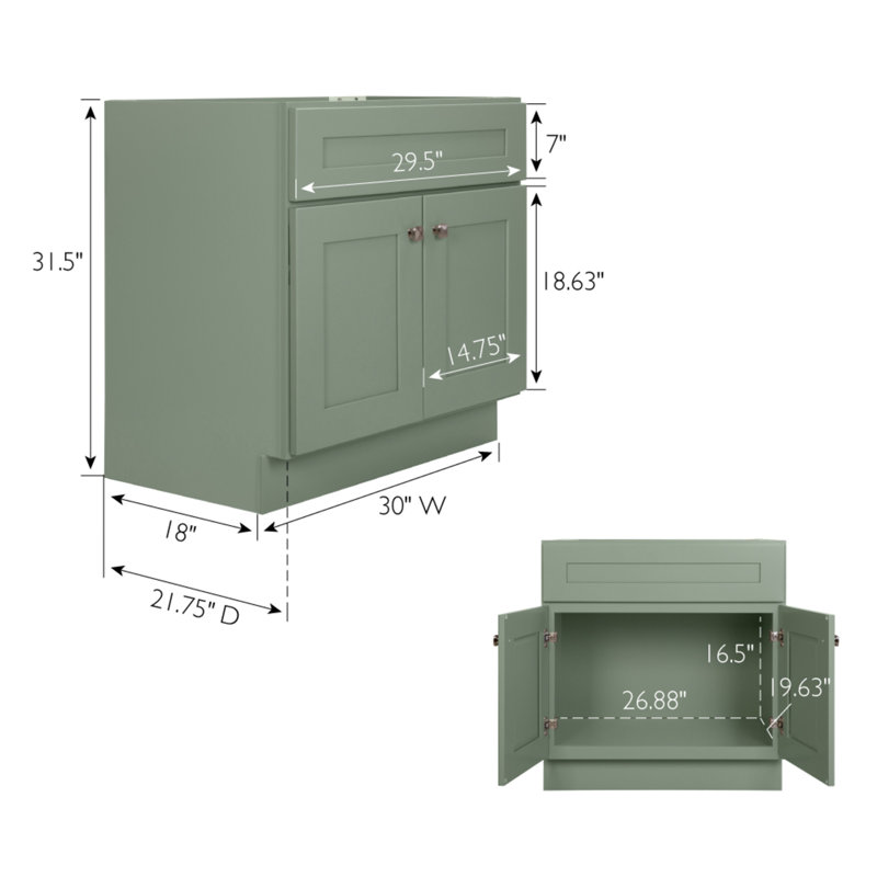 Evergreen Fog 30-Inch Freestanding Wood Bathroom Vanity