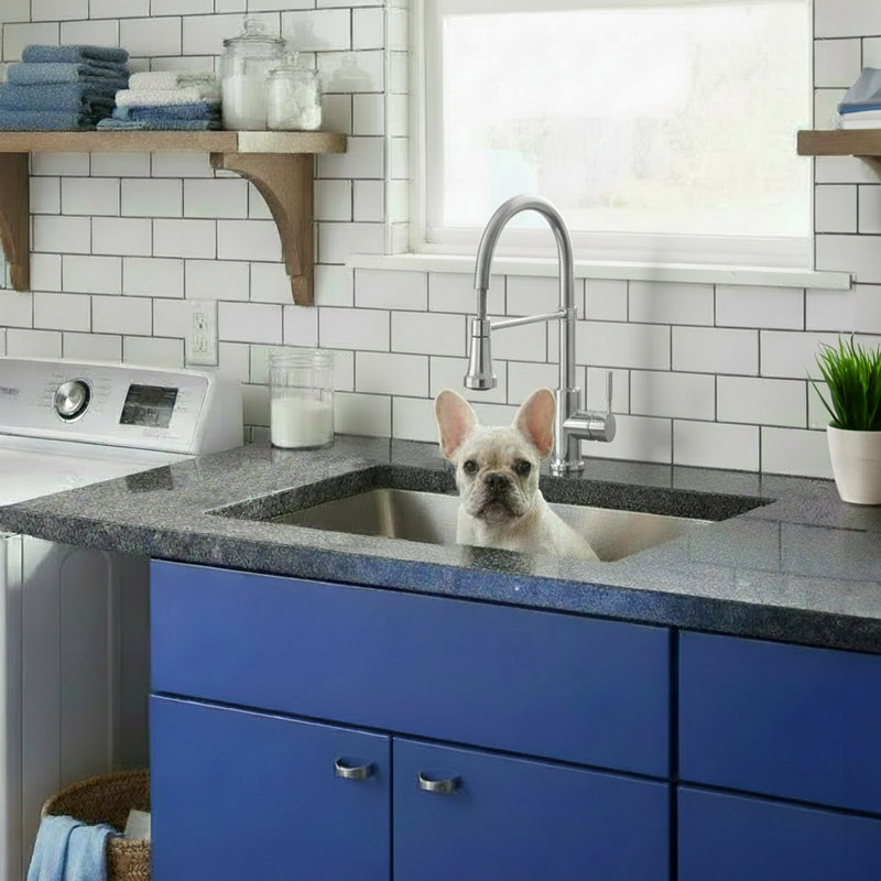 23" Undermount Small Radius Stainless Steel Laundry/Utility Sink