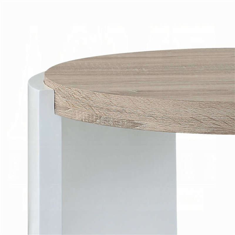 Table de bout en chêne et blanc avec base luge