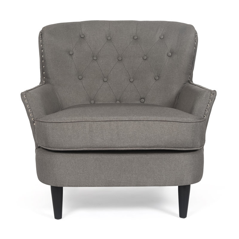 Upholstered Armchair, Gray Linen Blend