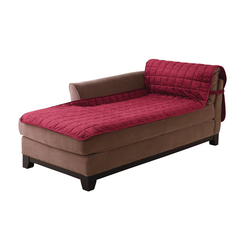 Burgundy Quilted Box Cushion Chaise Lounge Slipcover