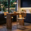 Ensemble de 2 chaises de bar en cuir PU avec table de bar à grain de bois, avec rangement, idéal pour les restaurants et les cafés-359327949