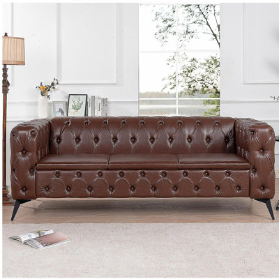 84.06Inch Width Traditional  Square Arm removable cushion 3 seater Sofa