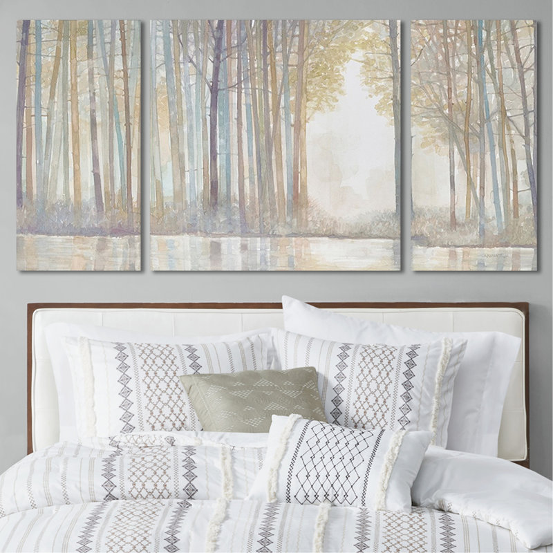 Art mural avec paysage de forêt - Œuvre texturée et décor à thème suspendu