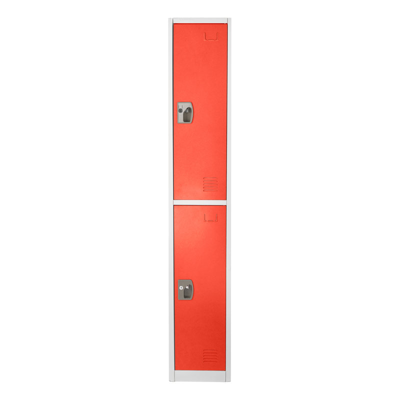 Red Steel Freestanding Locker with Adjustable Shelving