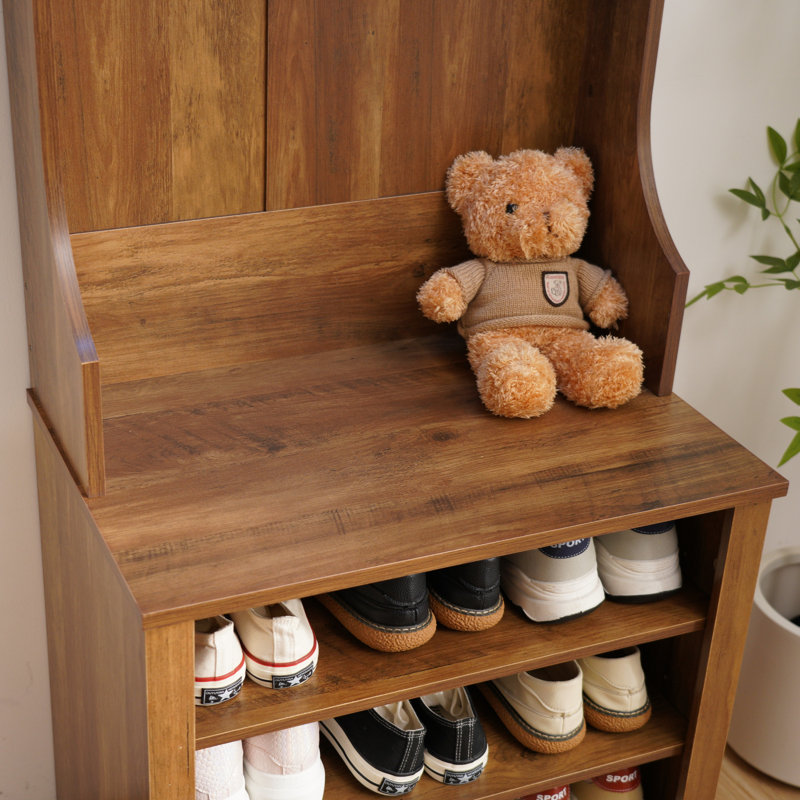 Hall Tree 23.6'' Wide with Bench, Shoe Storage And LED Light Strip