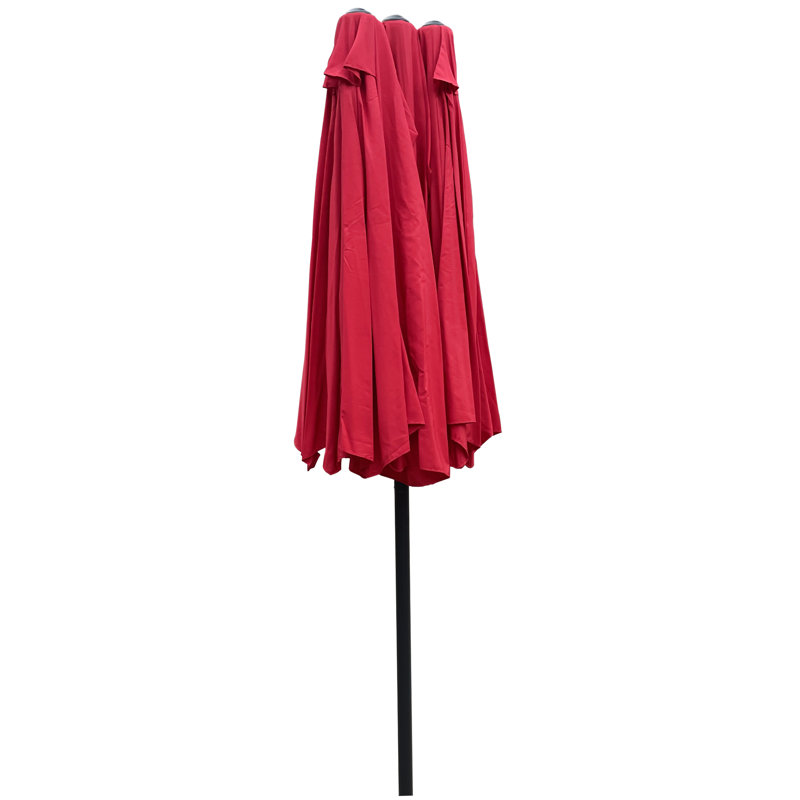 Très grand parasol double de 15 pi x 9 pi pour le jardin - Abri de piscine pour terrasse avec manivelle et évents de patio