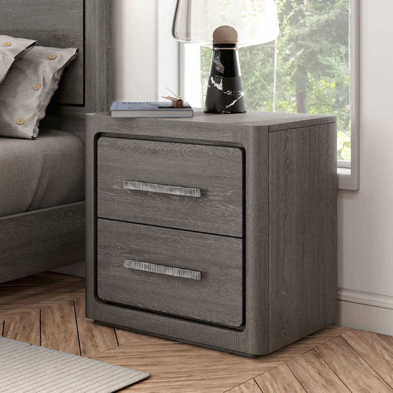 Table de chevet 2 tiroirs Archer, Gris