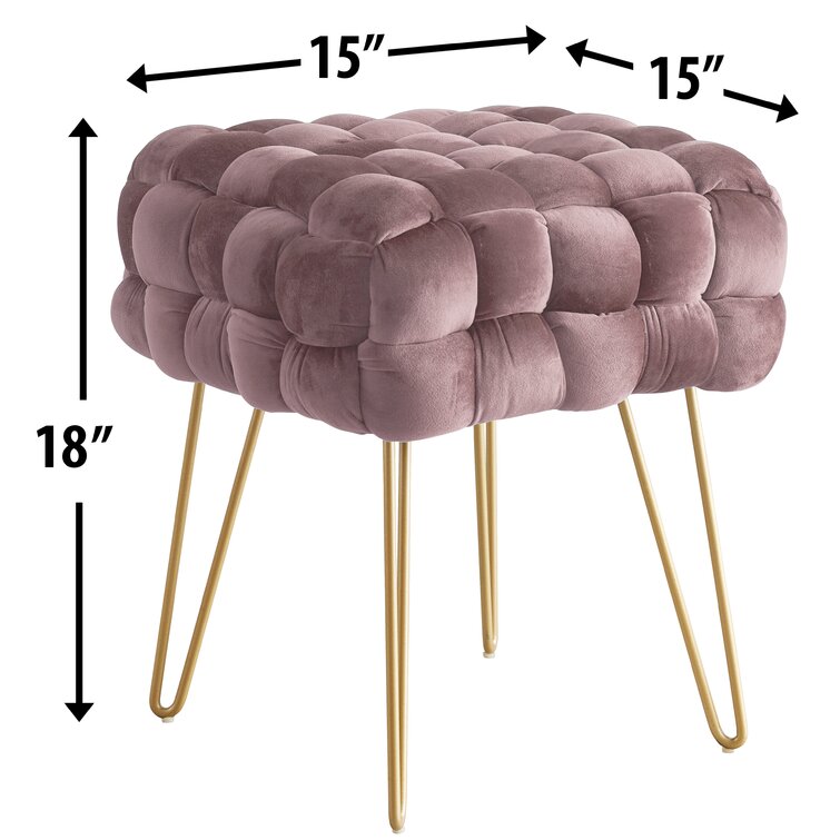 Ottoman, Pouf, Footrest, Foot Stool, 14 Round, Fabric, Metal Legs, Pink,  Gold,, 1 - Kroger