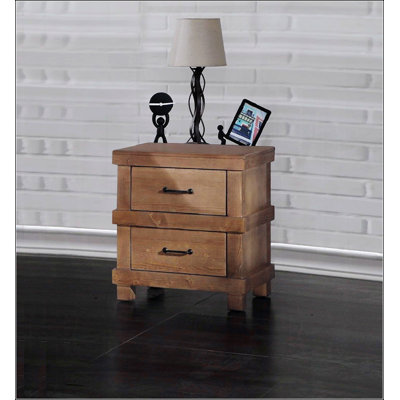 Table de chevet traditionnelle avec 2 tiroirs