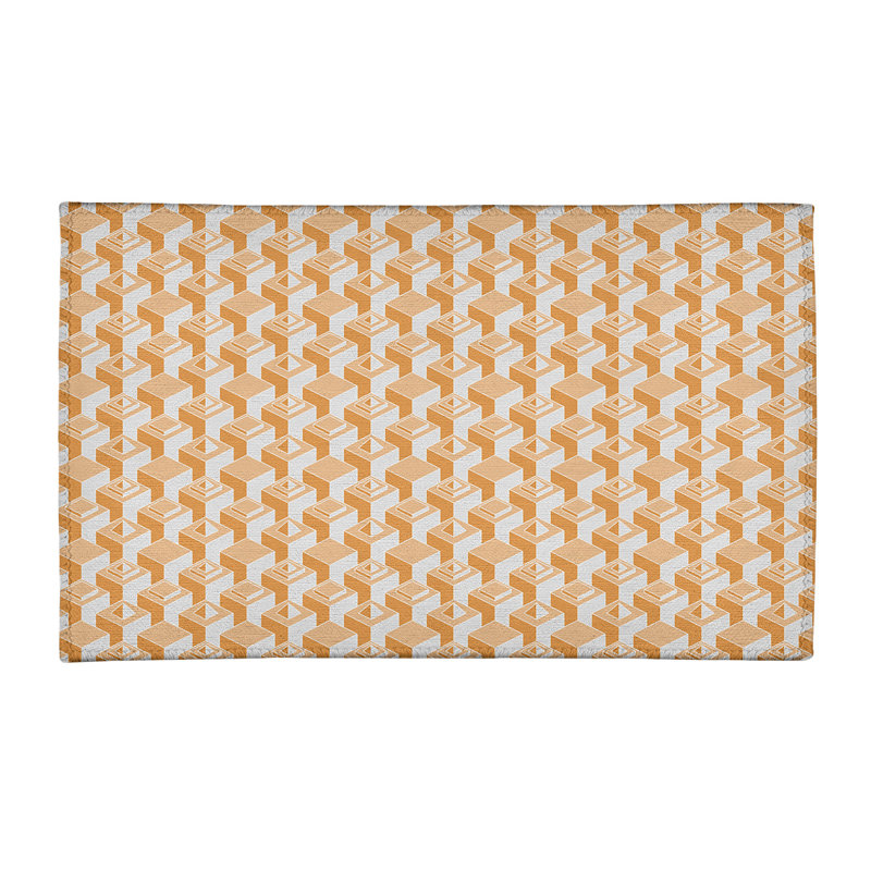 Tapis orange/ivoire monochrome skyscrapers light, Rectangle 3 pi x 5 pi