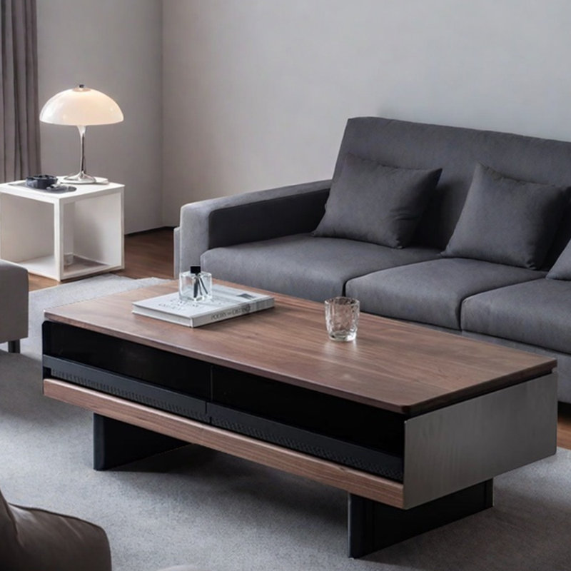 Table basse minimaliste et rétro en bois massif
