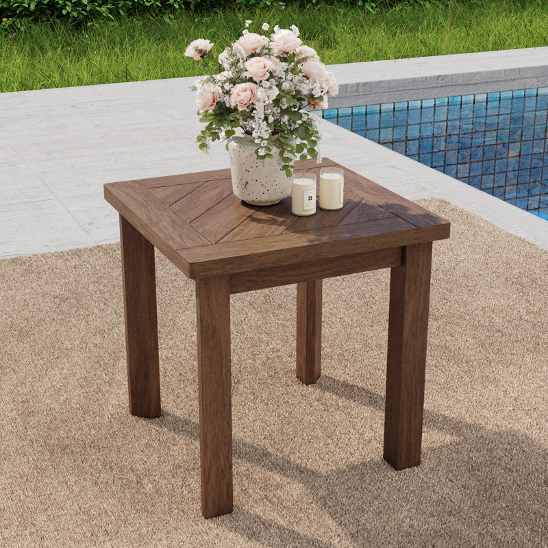 Table d'appoint d'extérieur en bois massif pour patio