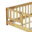 Twin Size Floor Bed With Fence And Door,Rubber Wood Floor Bed With Safety Guardrails,Natural-1919625935-1919625934