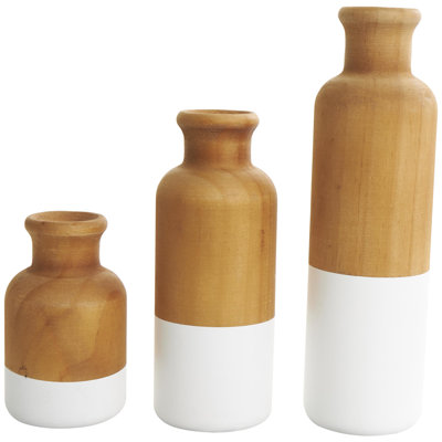 Holzwarth Wood Decorative Vase with Bases Set