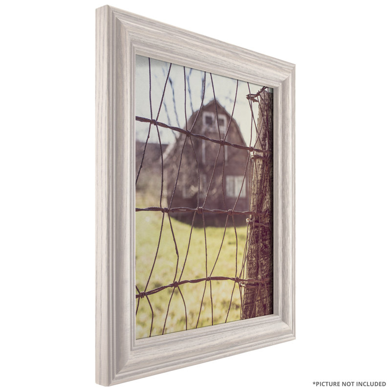 Cadre photo à grain de bois 1,27 po de largeur, Blanc délavé, 20 po X 20 po