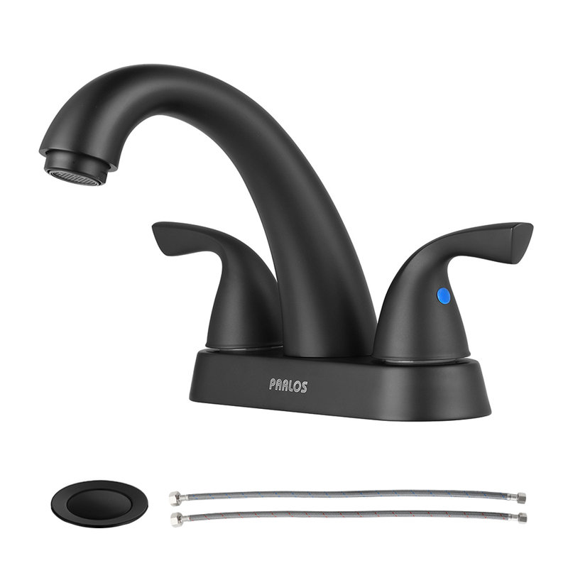 Centerset 2-handle Bathroom Faucet with Drain Assembly, Matte Black
