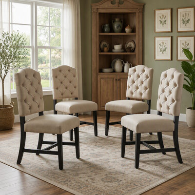 Ensemble de chaises de salle à manger de style rétro avec 4 chaises rembourrées (espresso)