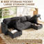 Chenille U-Shaped Sectional Sofa with 2 Storage Chaise Lounges, 2 Square Cushions-1762872752