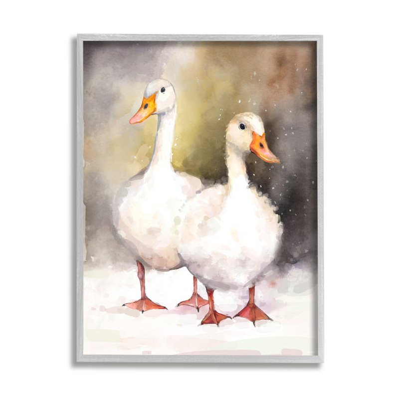 "Deux canards blancs dans la neige" par Ziwei Li, reproduction d'art sur toile, Estampe numérique Farmhouse