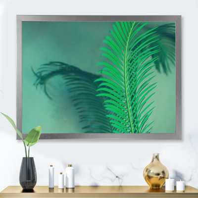 " Bright Green Leaves Of Palm Tree On Dark Green " Painting Print