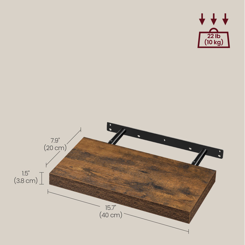 Floating Shelves, Wall Mounted, 1.50'' H x 15.70'' W x 7.90'' D