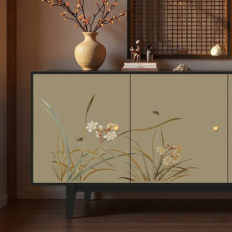 Armoire de rangement rétro en bois massif, Noir