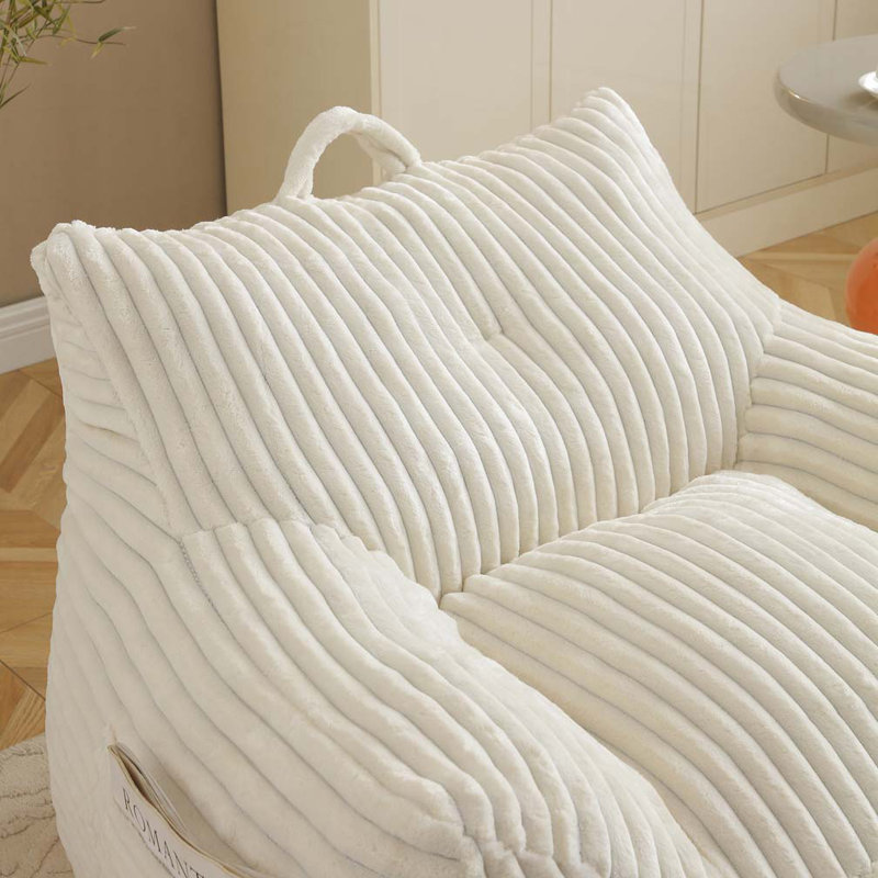 Fauteuil à billes avec repose-pieds Corduroy, Beige