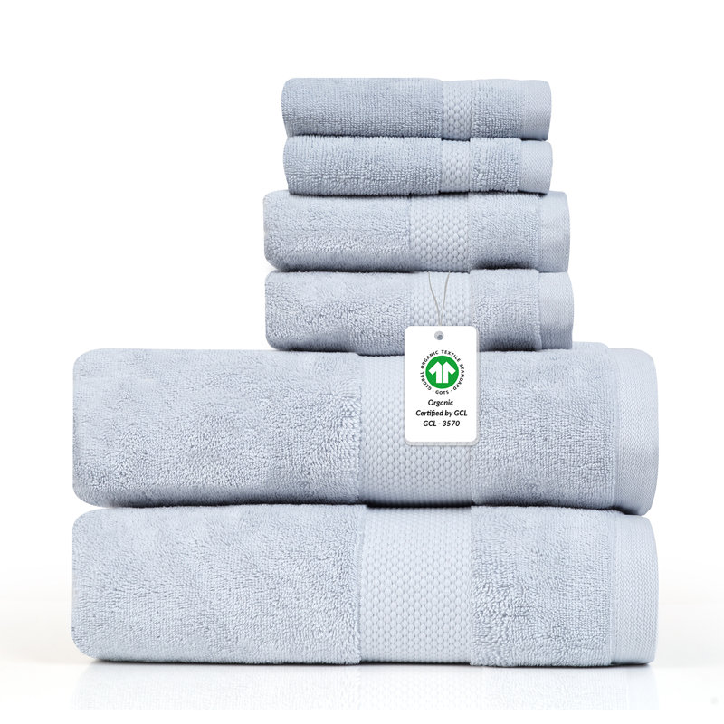 Farm to Home 100% Organic Bath Towel Set of 6 – GOTS & Oeko-TEX Certified Organic Cotton, Soft, Absorbent, Quick Dry - Includes 2 Bath Towels, 2 Hand Towels, 2 Washcloths