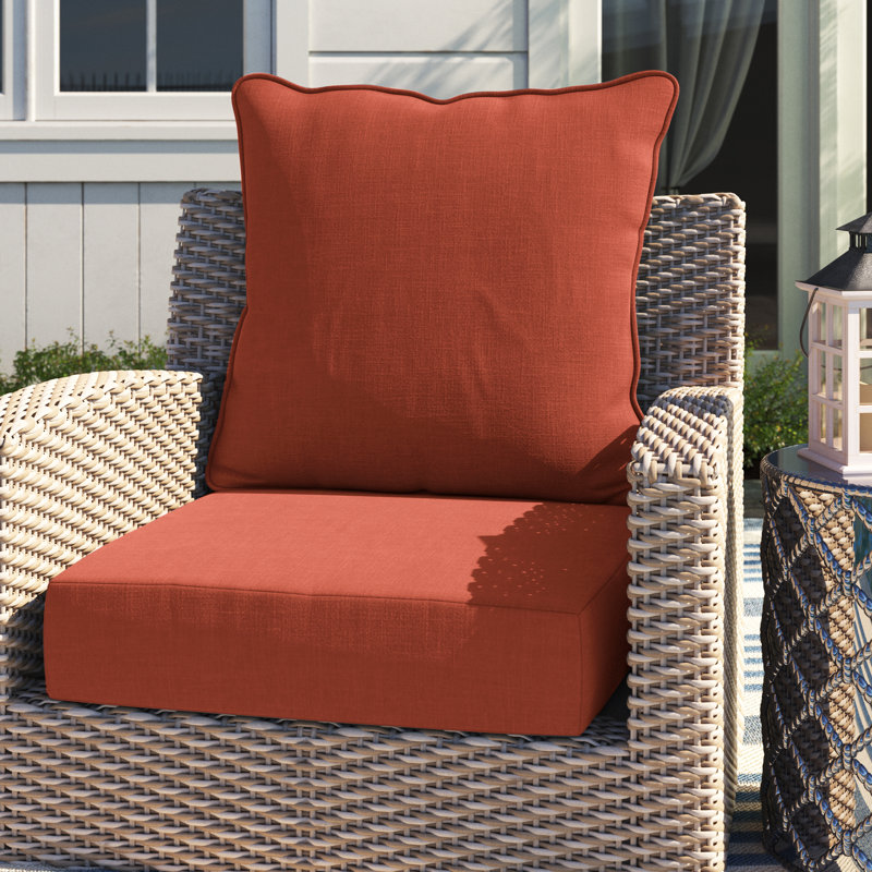 ARDEN Outdoor Lounge Chair Cushion, Orange, 24" W x 24" D