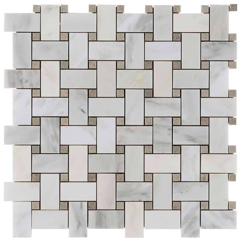 Twine 1x2 Honed Asian Statuary Marble Mosaic Tile