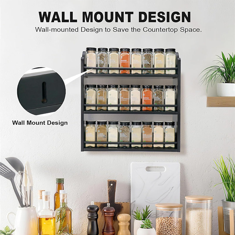 Three Layer Bamboo Spice Rack, Black
