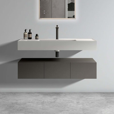 Wall-Mounted Bathroom Vanity Cabinet With Sink & 3 Soft Close Doors