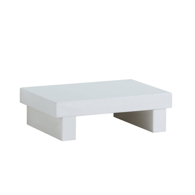 Table de chevet en bois massif Emaje, Blanc lustré