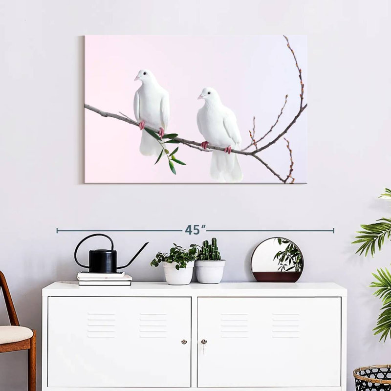 Brampt Perched White Doves, 24" H x 36" W