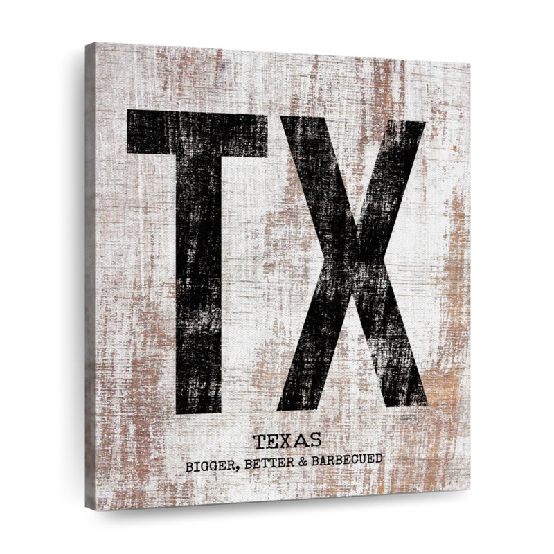 Texas Bigger Better and Barbecued sur toile, H 15 po x l 12 po x P 1,25 po