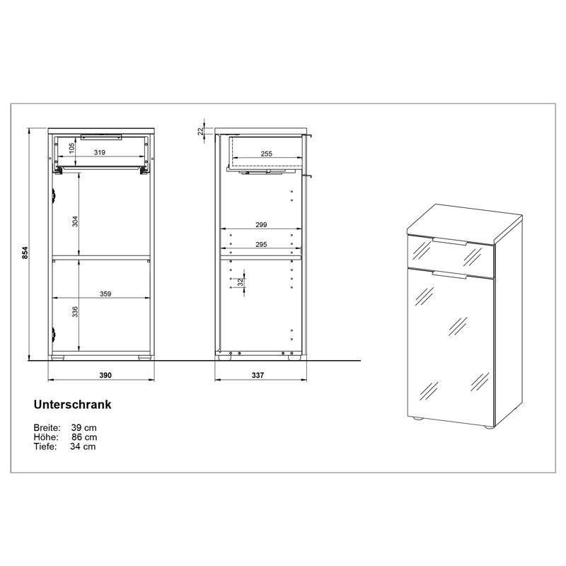 Esquivel Bathroom Cabinet, White and light brown
