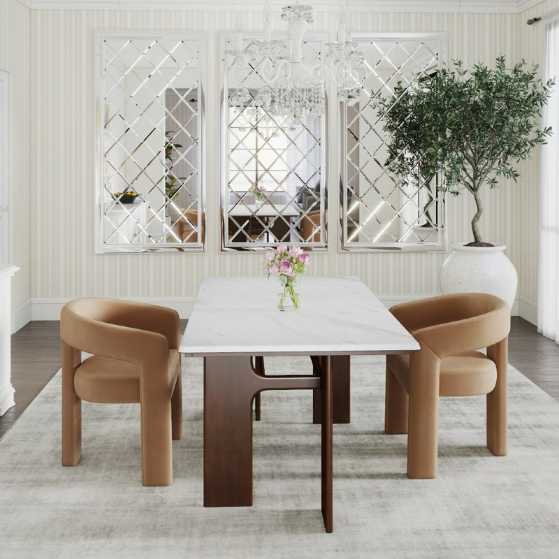 Modern Restaurant Dining Set, Khaki, 3 Pieces: Table, 2 Chairs
