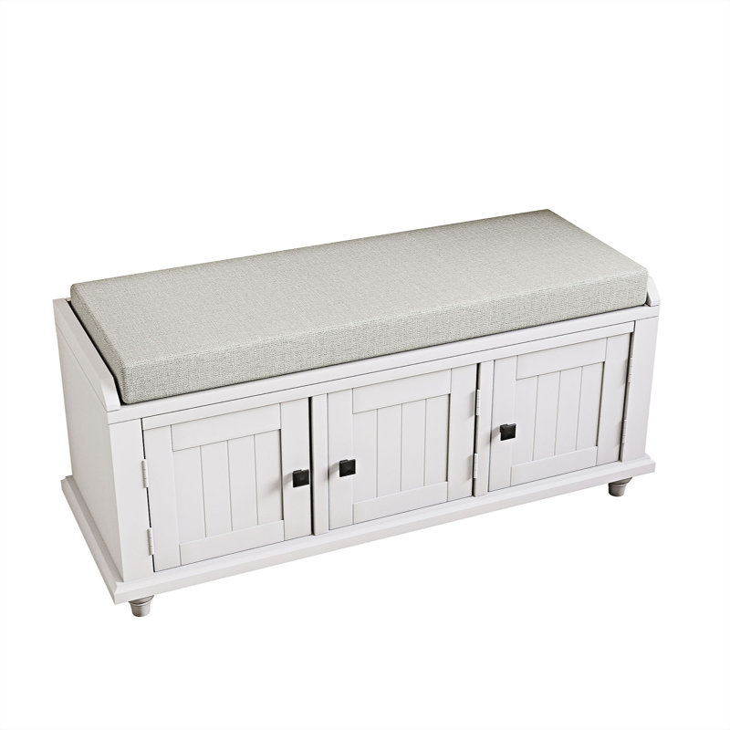 Banc avec armoire de rangement, Blanc