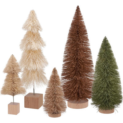 Multi Winter Bottle Brush Tree Set Burlap Felt Metal Tree Skirt Tree Skirts