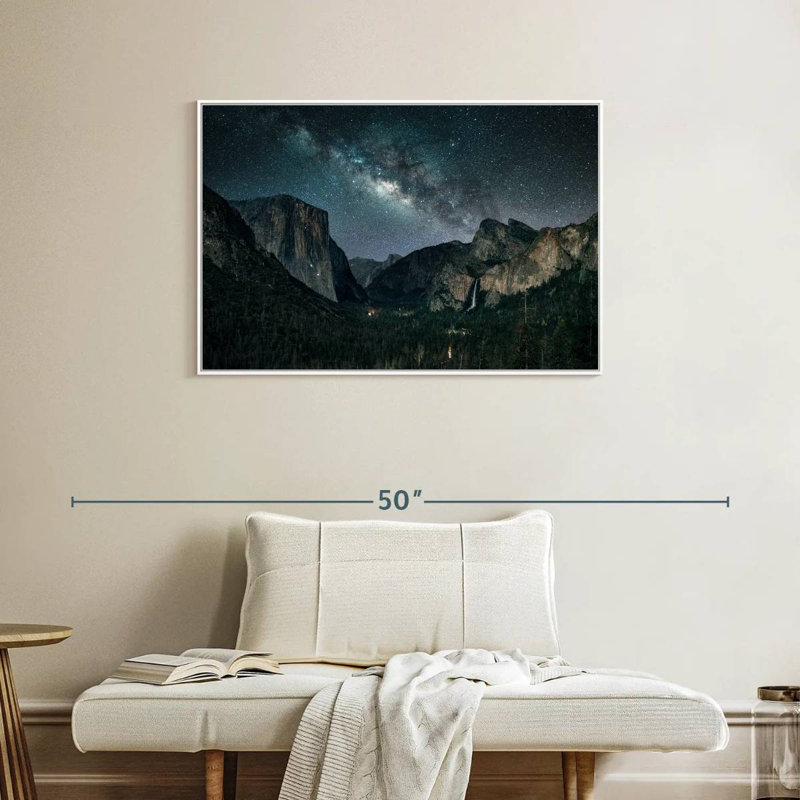 Stargazing At Yosemite, Cadre flottant blanc, 37 po x 25 po