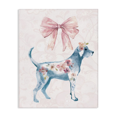 Chien floral avec toile ruban rose, design par Carol Robinson