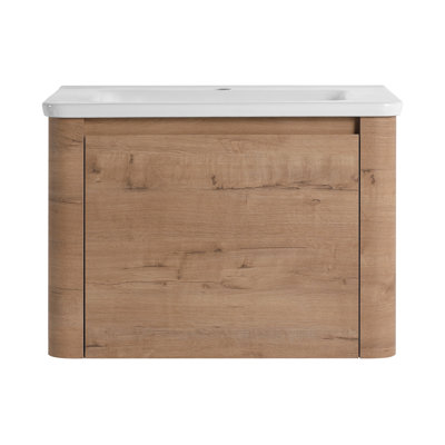 Frank 28'' Wall-Mounted Bathroom Vanity with Ceramic Sink & Soft-Close Door