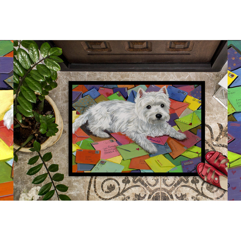 Guerrie Non-Slip Outdoor Doormat, Westie Zoe's Mail