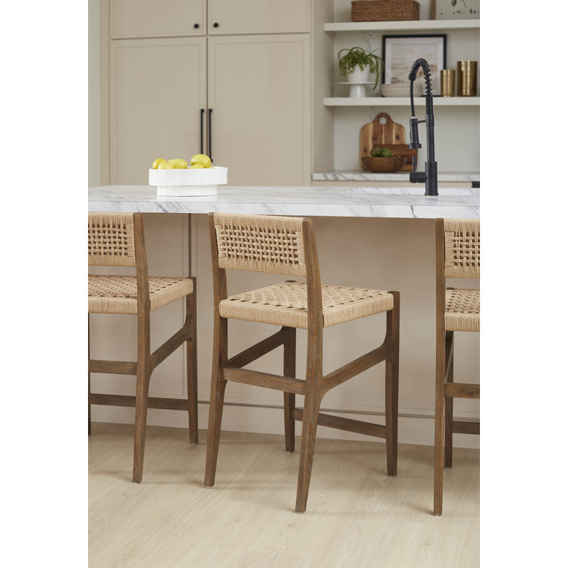 Eva Stool with Solid Wood Frame, Driftwood