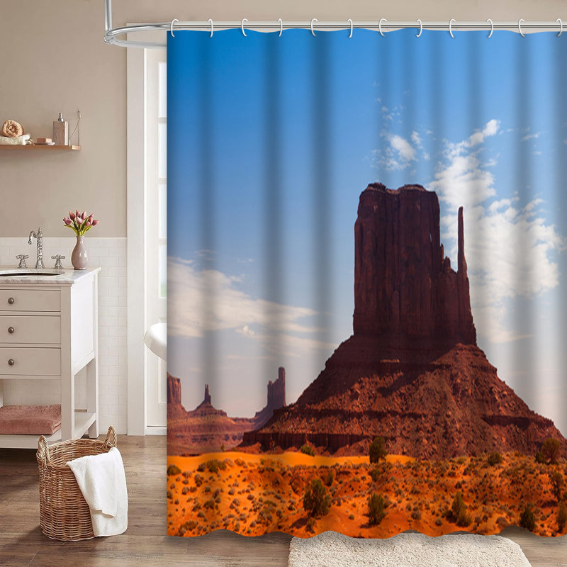Rideau de douche Monument Valley Utah Arizona Rock Peaks avec 12 crochets, 72" L x 72" W