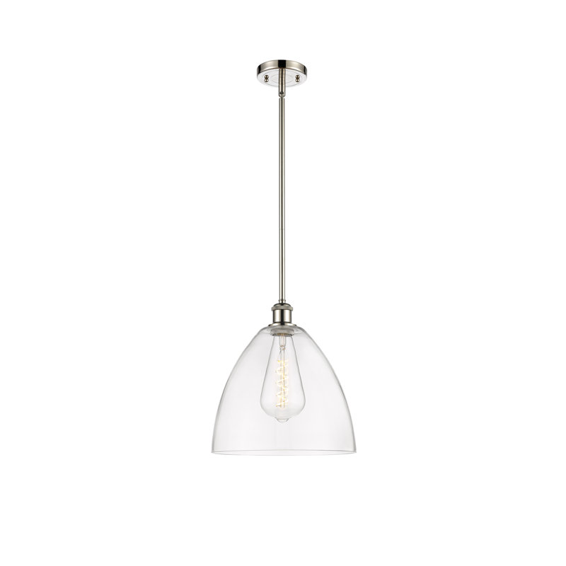 Allysha 1 - Light Single Pendant, 45.75" H x 12" W x 12" D, Clear, Polished Nickel